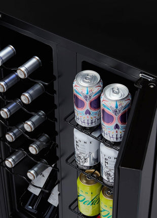 Luma Comfort Shadow Series Wine Cooler Refrigerator 12 Bottle & 39 Can Dual Temperature Zones, Freestanding Mirrored Wine and Beverage Fridge with Double-Layer Tempered Glass Door & Compressor Cooling