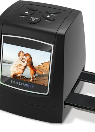 Mini Digital Film & Slide Scanner – Converts 35mm Negatives & Slides to JPEG Photo – Includes 2.4 LCD Screen – Easy Load Film Adapters