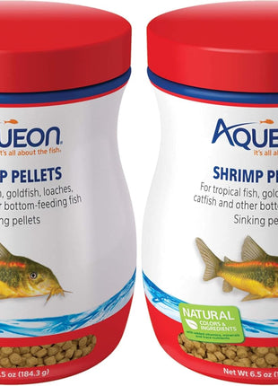 Aqueon Shrimp Pellets Sinking Food for Tropical Fish, Goldfish, Loaches, Catfish and Other Bottom Feeding Fish, 6.5 Ounces