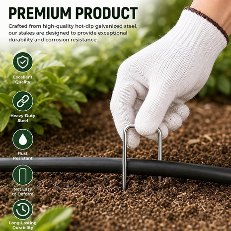 FEED GARDEN Landscape Staples 6 Inch 1000 Pack, Heavy Duty 11 Gauge Hot-Dip Galvanized Garden Stakes for Weed Barrier, Landscape Fabric, Sod, Turf, Irrigation & Contractor Landscaping