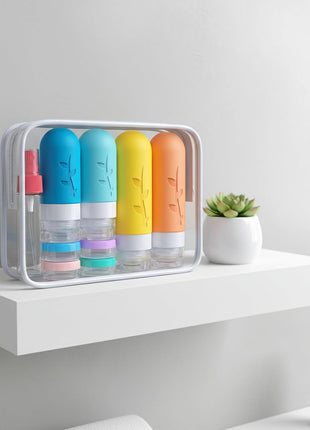 DEPOZA 16 Pack Travel Bottles Set - TSA Approved Leak Proof Silicone Squeezable Containers for Toiletries, Conditioner, Shampoo, Lotion & Body Wash Accessories (16 pcs/White Pack)