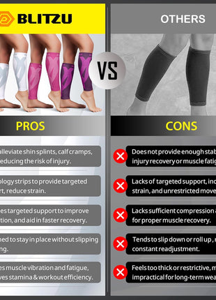 BLITZU Calf Compression Sleeves for Men and Women. Footless Compression Socks Support for Varicose Vein, Nursing, Running. Leg Sleeve Brace for Shin Splints, Pain Relief & Reduces Swelling Black L xL