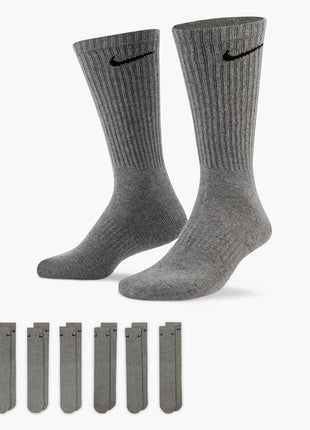 Nike Unisex Everyday Cushioned Training Crew Socks (6 Pairs), White/Black, Large