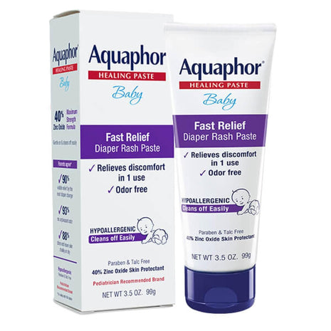 Aquaphor Baby Diaper Rash Paste with Zinc Oxide, Talc Free, 3.5 OZ | Zinc Oxide Baby Diaper Rash Paste Provides Immediate Relief, Treatment and Prevention, Hypoallergenic, Talc Free