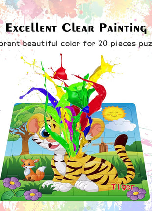 Puzzles for Kids Ages 3-5 Toddler Wooden Toys Montessori Learning Education Preschool Sets Games for Boy Girl 3 4 5+ Years Old, Pack of 6 (20 Pieces)