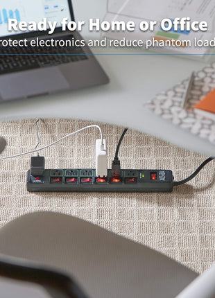 Tripp Lite 7 Outlet (6 Individually Controlled) Surge Protector Power Strip, 6ft Cord, Black, Lifetime Limited Warranty & 25K Insurance (TLP76MSGB)