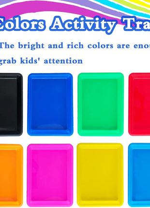 10 Pack Plastic Art Trays: 8 Color Sensory Trays for Kids Crafts & DIY Projects