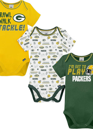 Gerber NFL Unisex-Baby NFL Team 3 Pack Short Sleeve Onesie Bodysuit