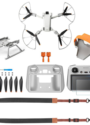 Mini 3 Pro/Mini 3 Accessories Bundle 8 in 1 Accessories kit, Propeller Holder Strap,Propeller Guard,Joysticks,HD Glass Protector,Lanyard Neck Strap,Landing Gear,Silicone Protection Cover,Propellers