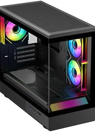 DIYPC ARGB-M1-BK Black USB3.0/ Type C Tempered Glass Micro ATX Gaming Computer Case w/Dual Tempered Glass Panel and 3 x ARGB PWM Fans (Pre-Installed)