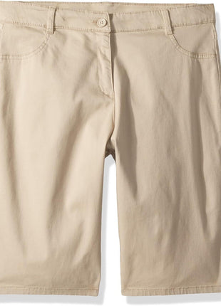 Nautica Big Girls' School Uniform Stretch Bermuda Short, Khaki Knit, 12