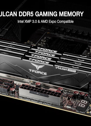 TEAMGROUP T-Force Vulcan DDR5 32GB (2x16GB) 6000MHz (PC5-48000) CL38 Intel XMP 3.0 & AMD Expo Compatible Desktop Memory Module Ram Red FLRD532G6000HC38ADC01