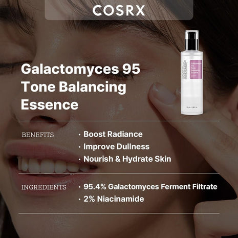 Cosrx Galactomyces 95 Essence, 3.4 fl oz (100 ml), Galactomyces Fermentation Filtrate, Texture Essence, Fermented Beauty Serum, Sensitive Skin, Cosrx Skincare, Basic Cosmetics, Korean Skincare