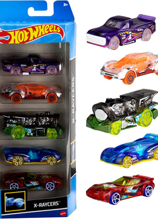 Hot Wheels 1:64 Scale Die-Cast Toy Cars 5-Pack, Set of 5 Toy Race Cars, Hot Rods, Character Cars, Rescue or Pick-Up Trucks (Styles May Vary)