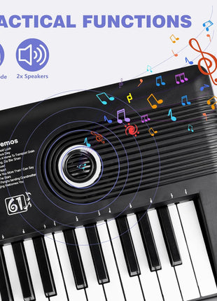 61 key keyboard Piano,Portable Electronic Digital Piano,Built In Dual Speakers,Rich Teaching Content,Electronic Piano Suitable For Beginners