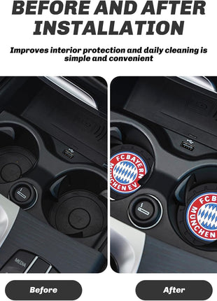 Cup Holder Insert Coaster for Bayern Munich UEFA UCL Fans,Anti Slip Car Cup Coaster Interior Accessories