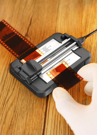 JJC Negative Slide Film Cutter for 35mm 120 Format Strips for Clean Cutting | Negative Cutter with 11-Level Brightness LED Backlight, USB-C Charging, Precision Marks to Assist with Cutting, Iron Base