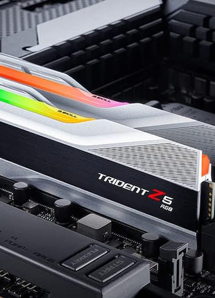 G.SKILL Trident Z5 RGB Series DDR5 RAM (Intel XMP 3.0 & AMD EXPO) 32GB (2x16GB) 6000MT/s CL36-36-36-96 1.35V Desktop Computer Memory U-DIMM - Metallic Silver (F5-6000J3636F16GX2-TZ5RS)
