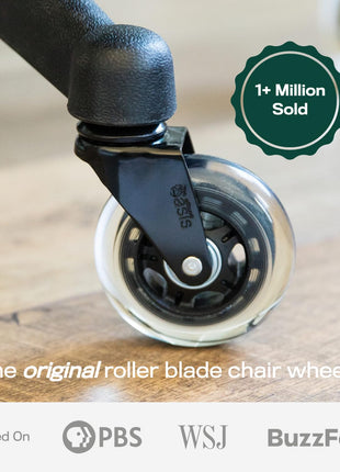 The Office Oasis Original Rollerblade Office Chair Wheels (As Seen On PBS) - Incredibly Smooth & Quiet Casters - Safe for Hardwood Floors & Carpet - Easy Installation with Universal Fit - Set of 5