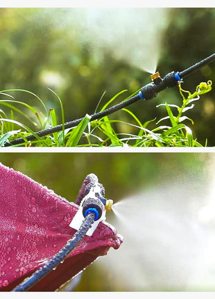 HOMENOTE Misting Cooling System, 26FT (8M) Misting Line + 7 Brass Mist Nozzles + Brass Adapter(3/4 inch) Outdoor Mister for Patio Backyard Garden Greenhouse