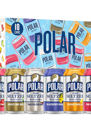 Polar Seltzer Water Sampler Variety Pack, 12 fl oz cans, 18 pack