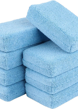 AIDEA Microfiber Applicator Pad-8Pack, Car Wash Sponge, Premium Microfiber Sponge and Cleaning Pads, Perfect for Effortless Wax, Sealant, and Conditioner Application, Car Detailing Supplies, Blue