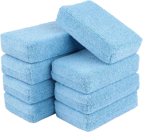AIDEA Microfiber Applicator Pad-8Pack, Car Wash Sponge, Premium Microfiber Sponge and Cleaning Pads, Perfect for Effortless Wax, Sealant, and Conditioner Application, Car Detailing Supplies, Blue