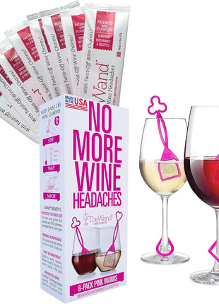 PureWine The Wand Wine Purifier, Removes Histamines & Sulfites-8 Pink Wands | Wine Wand Filters Before You Drink; Remove Sulfites & Histamines; Helps Wine Allergies & Headaches. Purifies 3 glasses/wand