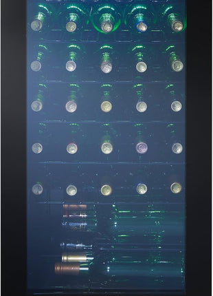 Danby DWC036A2BDB-6 3.3 Cu. Ft. Free Standing Wine Cooler, Holds 36 Bottles, Single Zone Drinks Fridge with Glass Door-Beverage Chiller for Kitchen, Home Bar, in Black
