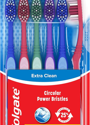 Colgate Extra Clean Full Head Toothbrush, Soft, 6 Pack | Soft Bristles, Full Head Design, Everyday Cleaning, Easy Grip Handle, Bulk Toothbrush Pack