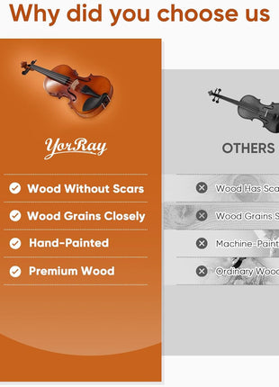 Violin 4/4 Full Size Set, Fiddle Kit for Adults Beginners with Extra strings&Bridge, 2 Rosins, Bow, Tuner, Case