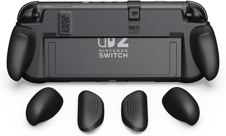 Savage Raven by Skull & Co. NeoGrip: an Ergonomic Grip Hard Shell with Replaceable Grips [to fit All Hands Sizes] for Nintendo Switch 2 - Black