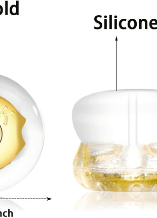 Earring Backs,18K Gold Silicone Earring Backs for Studs/Droopy Ears,Locking Secure Earring Backs for Heavy Earring,No-Irritate Hypoallergenice Soft Clear Earring Backs for Adults