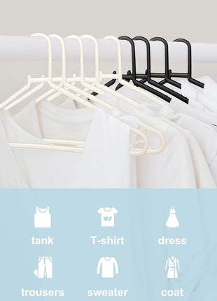 Byomostor Black Plastic Hangers 50 Pack, Light Weight Durable Clothes Hangers G-Shape Standard Size Non-Slip Coat Hanger Adult Clothes Hangers for Laundry & Everyday Use -Slim & Space Saving