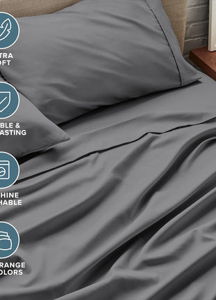 Bare Home Twin xL Sheet Set   College Dorm Size   Luxury 1800 Ultra Soft Microfiber Twin Extra Long Bed Sheets   Deep Pockets   Easy Fit   Extra Soft   3 Piece Set   (Twin xL, Grey)