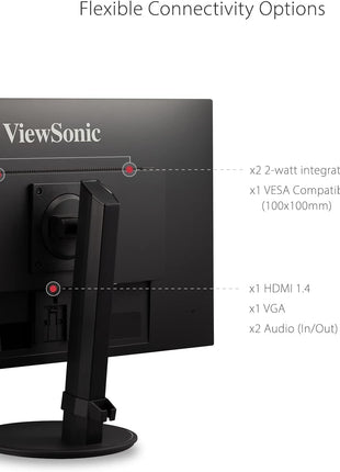 ViewSonic VA2447-MHJ 24 Inch Full HD 1080p Monitor with Advanced Ergonomics, FreeSync, 100Hz, Ultra-Thin Bezel, Eye Care, HDMI, VGA Inputs for Home and Office