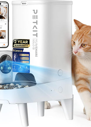 PETKIT Automatic Cat Feeder with Camera, Upgraded Multi-Cat Recognition, 2.4G&5G WiFi Pet Feeder with Freshness Preservation,3L Timed Food Dispenser with Low Food Sensor,Night Vision Motion Capturing