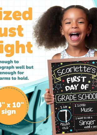 First Day Last Day of School Chalkboard Double Sided Sign with Frame - 14 inch x 10 inch