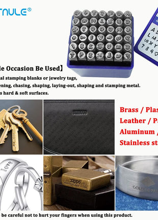 BESTNULE 42PCS Metal Stamping Kit, Number and Letter Stamp Set (A-Z, 0-9 and&,Love Symbol), Industrial Grade Hardened Carbon Steel, Perfect for Imprinting Metal, Wood,Leather (1/8 inch, 3MM)