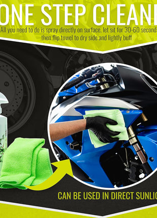 BugSlide 16 Oz Shop Kit Cleaner and Polisher with Microfiber Towel, Tree Sap Remover, Waterless Detailer for Removing Bugs Without Scratching, Shining and Degreasing All Surfaces