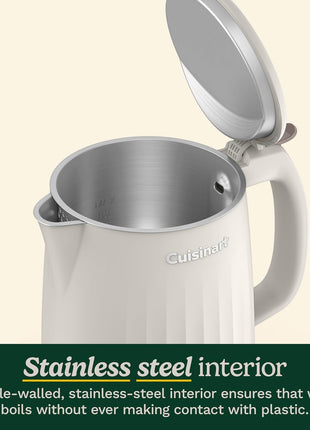 Cuisinart Electric Kettle, Stainless Steel Interior, One-Touch, 1 Liter | 1-liter electric tea kettle with compact 1-touch design, auto-shutoff & double-wall insulation for heat retention, CK-10TRES