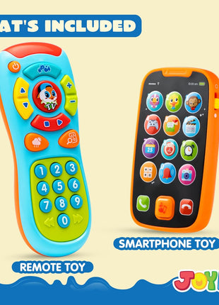 JOYIN Baby Learning Phone and Remote Toy for Toddler, Fun Smartphone Toys with Music for Infants, Boys or Girls, Holiday Stocking Stuffers, Kids Birthday Gift