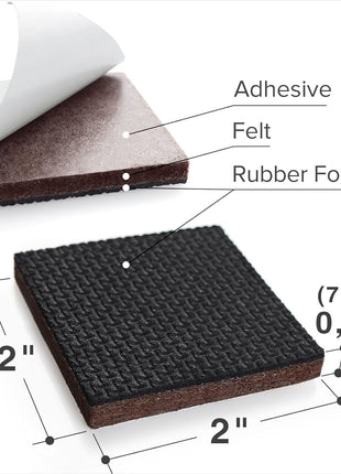 X-PROTECTOR Non Slip Furniture Pads - 16 Premium Furniture Grippers 2"! | Self-Adhesive Rubber Feet Furniture Feet - Ideal Non Skid Furniture Pad Floor Protectors - Keep Furniture in Place!