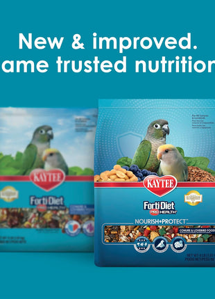 Kaytee Forti-Diet Pro Health Nourish+Protect Conure & Lovebird Food, Comprehensive Nutrition Backed by Science, Digestive Health, Immune Support, 4 pounds