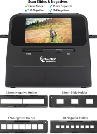 ClearClick QuickConvert 2.0 Photo, Slide, and Negative Scanner - Scan 4x6 Photos & 35mm, 110, 126 Film - No Computer Required - 22 MegaPixels
