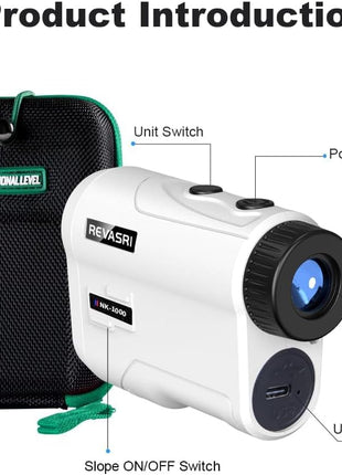 REVASRI Golf Rangefinder with Slope and Pin Lock Vibration, External Slope Switch for Golf Tournament Legal, Rangefinders with Rechargeable Battery 600/1000YDS Laser Range Finder