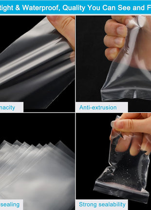 1.5''x 1.5'', (Pack of 100) 2 mil Thick Clear Plastic Reclosable Zip Poly Bags with Resealable Lock Seal Zipper for Photo, Jewelry, Bakery, Treats, Travel, Storage, Packaging & Shipping...