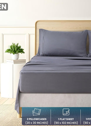 Utopia Bedding Queen Sheet Set, Soft Microfiber 4 Piece Bed Sheets with 15" Deep Pocket - Easy Care Brushed Microfiber (Queen, Grey)