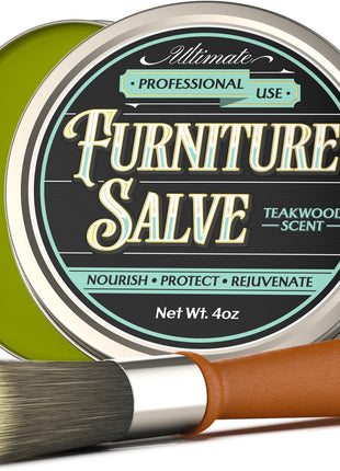 Furniture Salve for Leather - Polisher, Moisturizer, and Restorer for Couches and Furniture - Conditioner for Leather, Wood, and Vinyl - Repair Salve with Brush - 4oz
