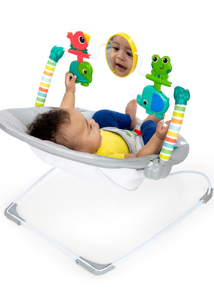 Bright Starts Playful Paradise Comfy Baby Bouncer Seat with Soothing Vibration and Toys, Unisex, 0-6 Months